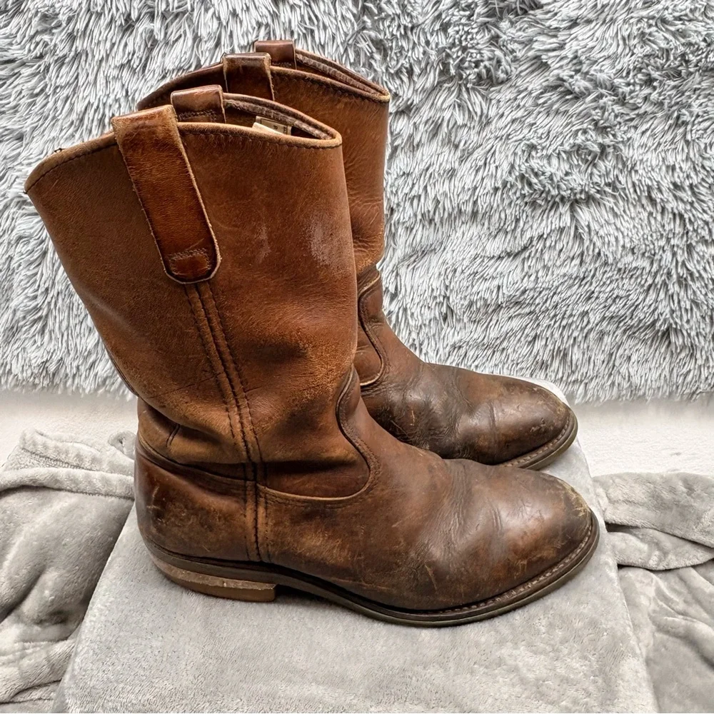 Red Wing Boots Mens Size 8.5 E Steel Toe Pecos Pull On Work Brown Leather USA
